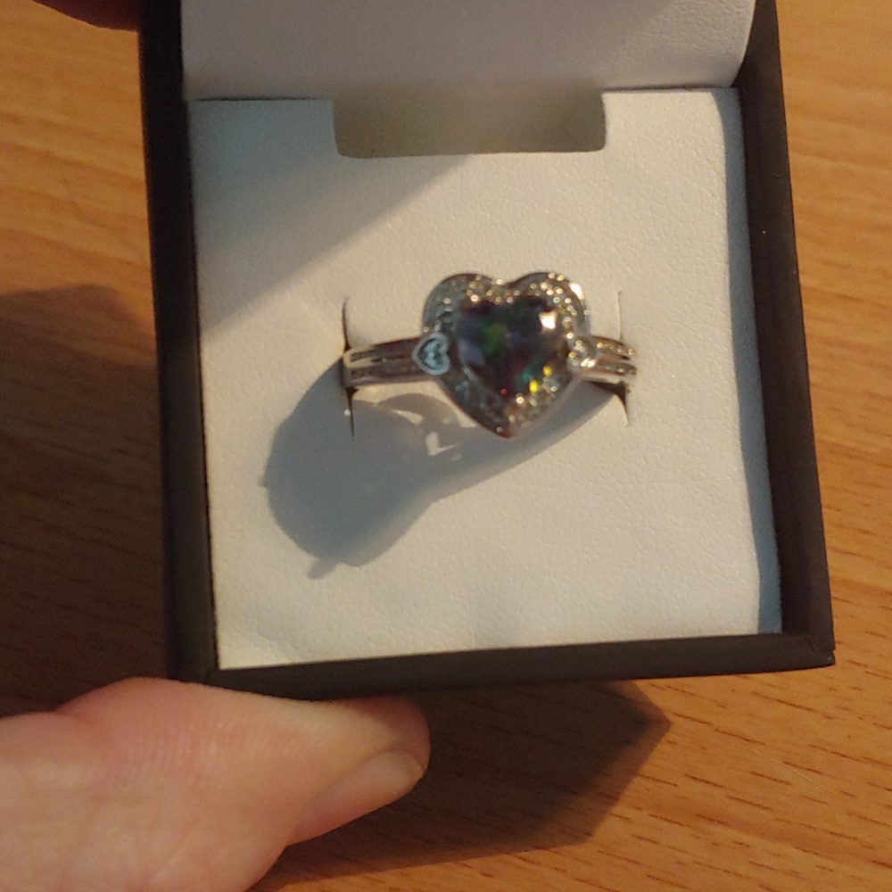 Heart shaped Mystic Topaz - size 7